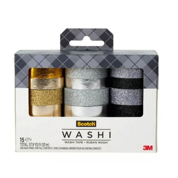 Scotch 15pk Washi Tape: Gold & Glitter Adhesive for Art & Stationery - Picture 4 of 9